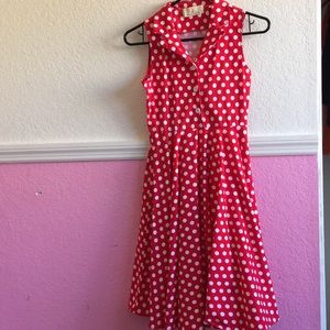 Old fashioned red and white polkadot dress!
